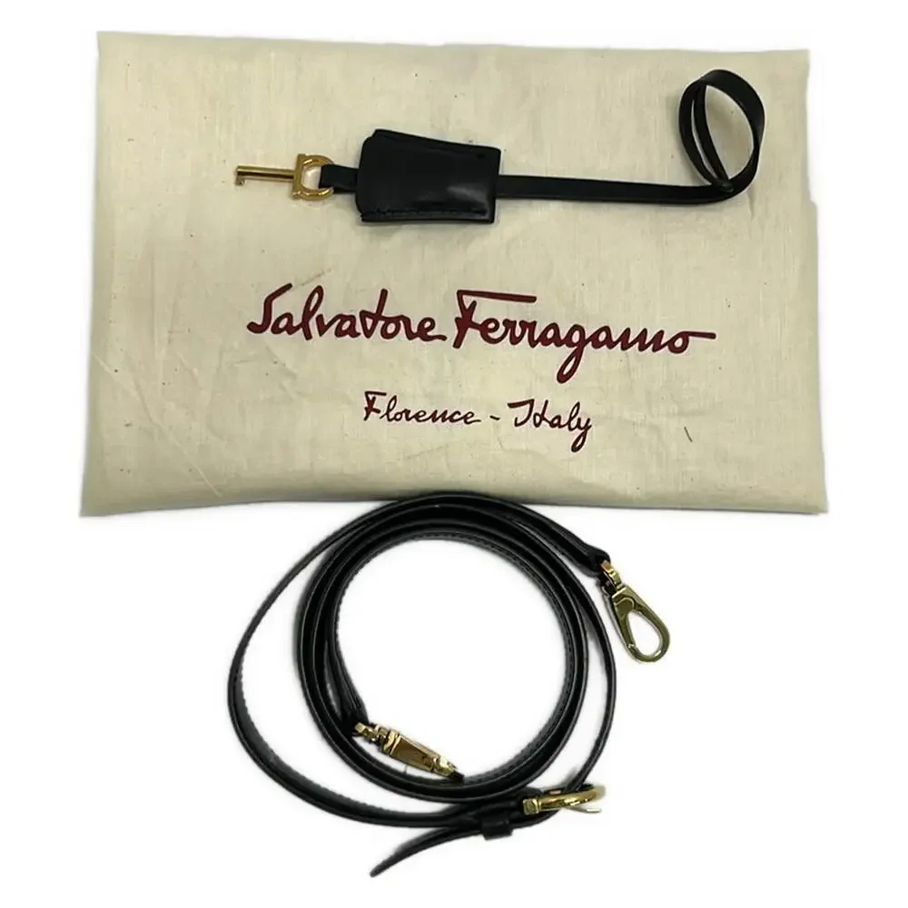 Salvatore Ferragamo Medium Fiamma Handbag Light gray Black